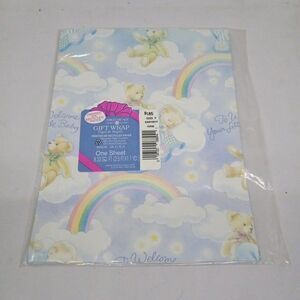 Vintage American Greetings Baby Boy/Teddy Bear Gift Wrap Sheet-1323F-Shower-NEW